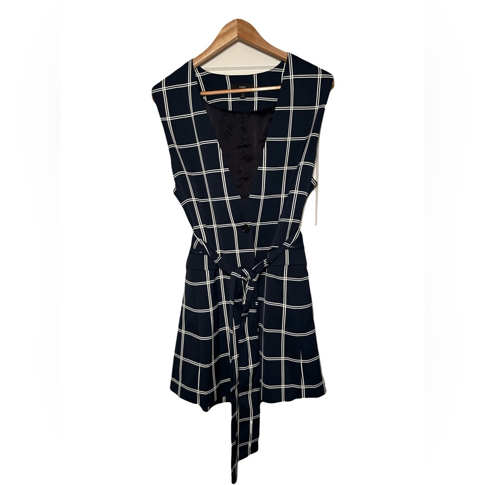 J. Crew Navy and White Plaid Sleeveless Vest - Picture 13 of 15
